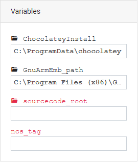 The Variables section of the |GSA| app main window, cropped