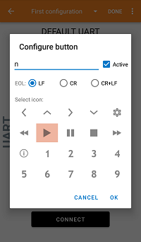 Configuring buttons in nRF Toolbox - UART application