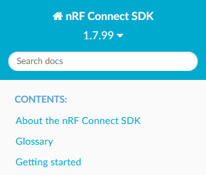 nRF Connect SDK documentation search field