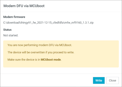 Programmer - Modem DFU via MCUboot