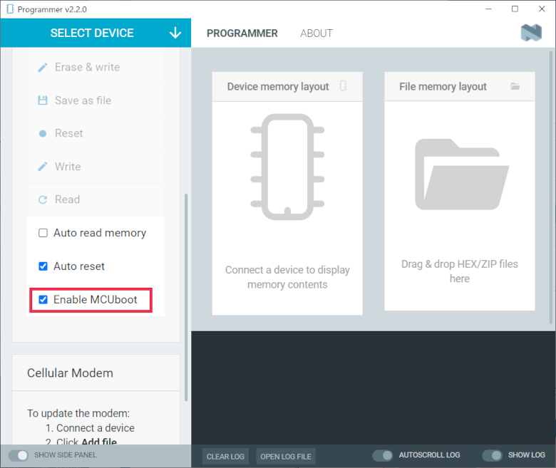 Programmer - Enable MCUboot