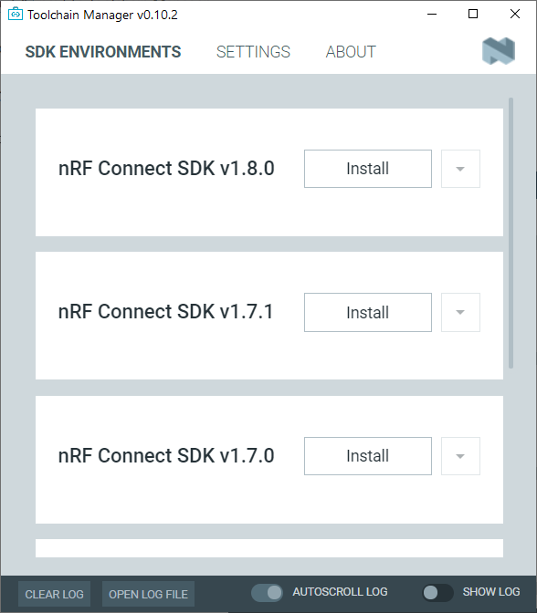 The Toolchain Manager window