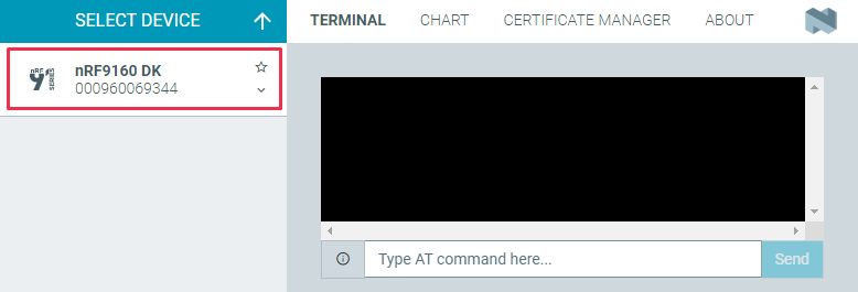 LTE Link Monitor - Select the nRF9160 DK