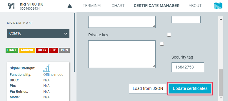 LTE Link Monitor - Update certificates