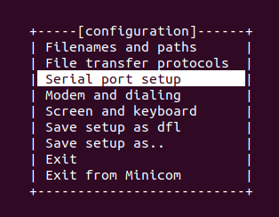 minicom configuration window