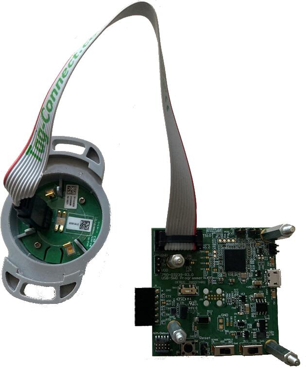 Sentrius BT510 Sensor connected to programming board