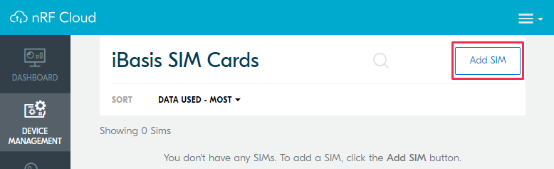 nRF Cloud - Add SIM