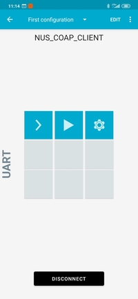 nRF Toolbox - UART application view after establishing connection