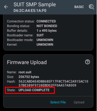 Firmware UPLOAD COMPLETE