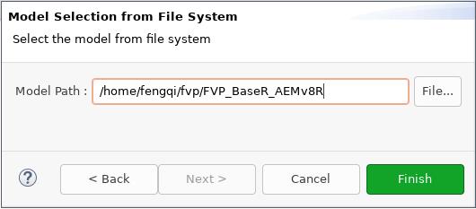 Arm DS create new model configuration: set model path