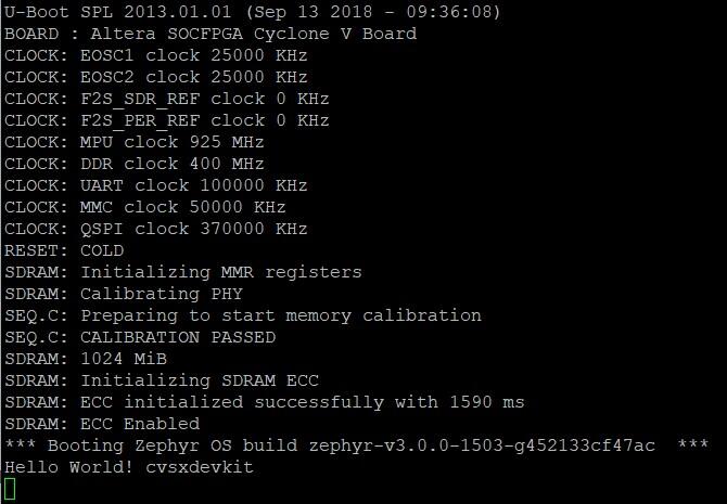 UART output after "west flash" example