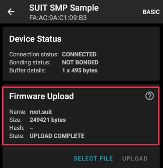 Firmware UPLOAD COMPLETE