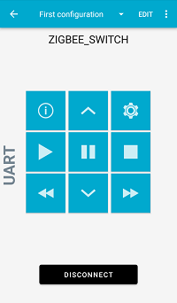 nRF Toolbox - UART application view after establishing connection