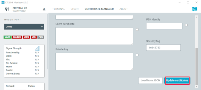 LTE Link Monitor - Update certificates