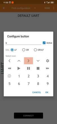 Configuring buttons in nRF Toolbox - UART application