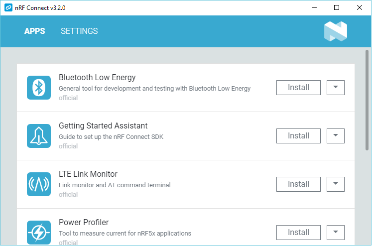 The nRF Connect for Desktop main window