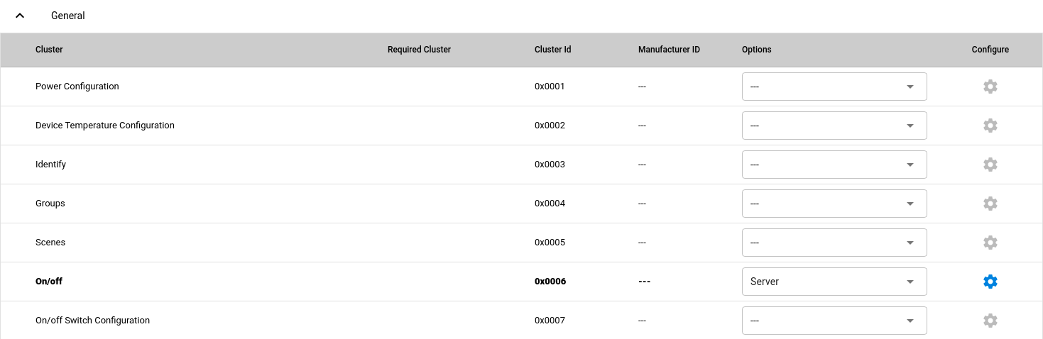 Configuring the On/off server cluster